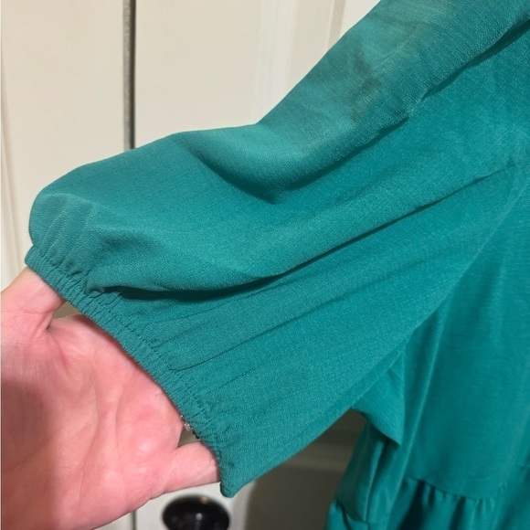 Emery Rose Green Dress Short Sleeve Long Dress Sz XL - Picture 4 of 11